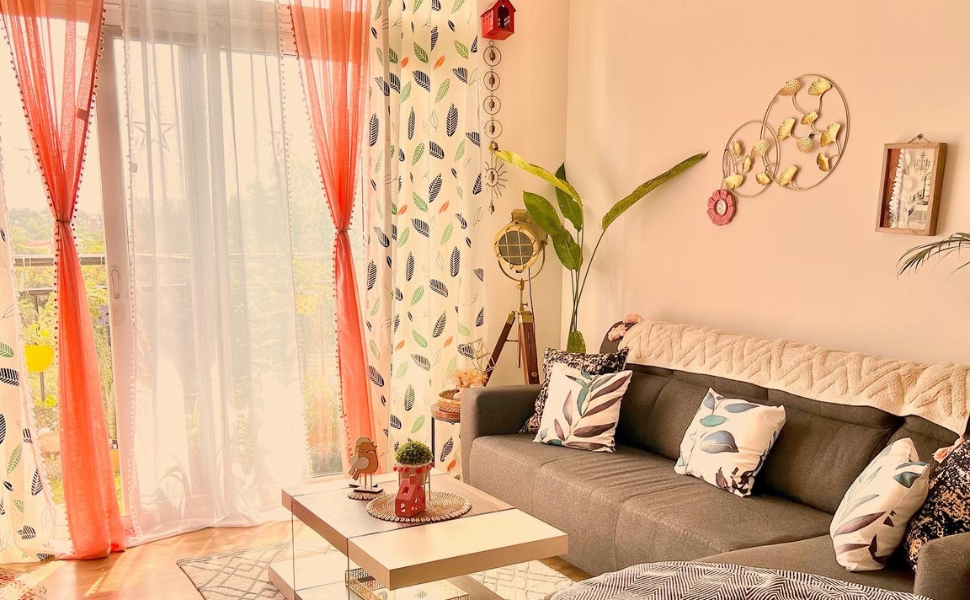 Sheer curtains and cotton curtains in home decor