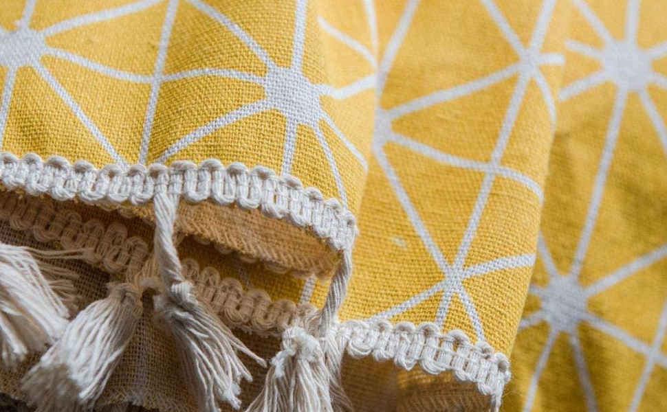 yellow star bohemian cotton curtains